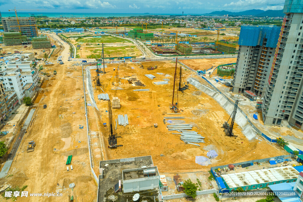 城市建筑工地俯瞰景象