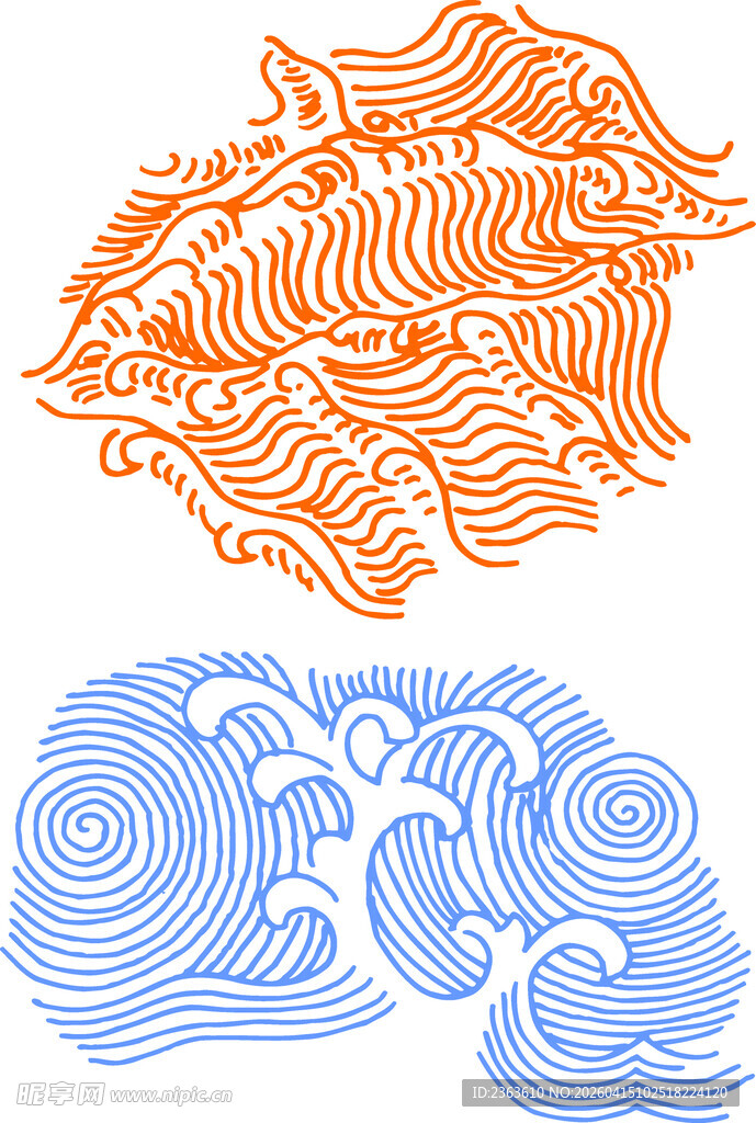 手绘风格海浪图案设计