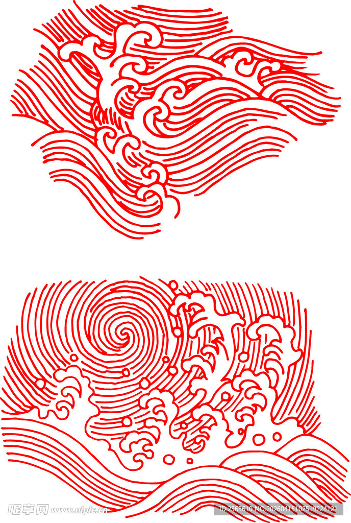 中式传统海浪纹图案设计