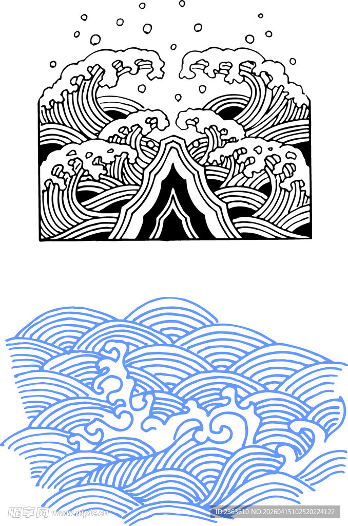 传统风格海浪图案设计
