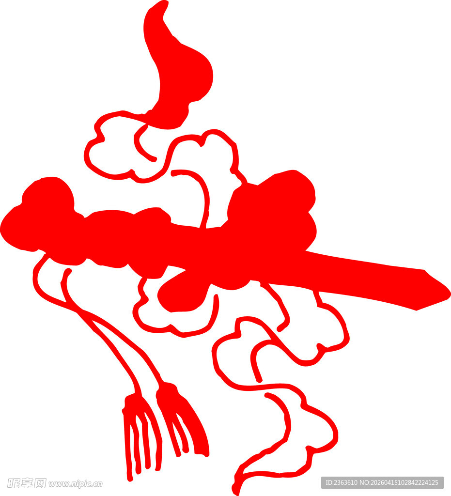 红色云纹如意图案