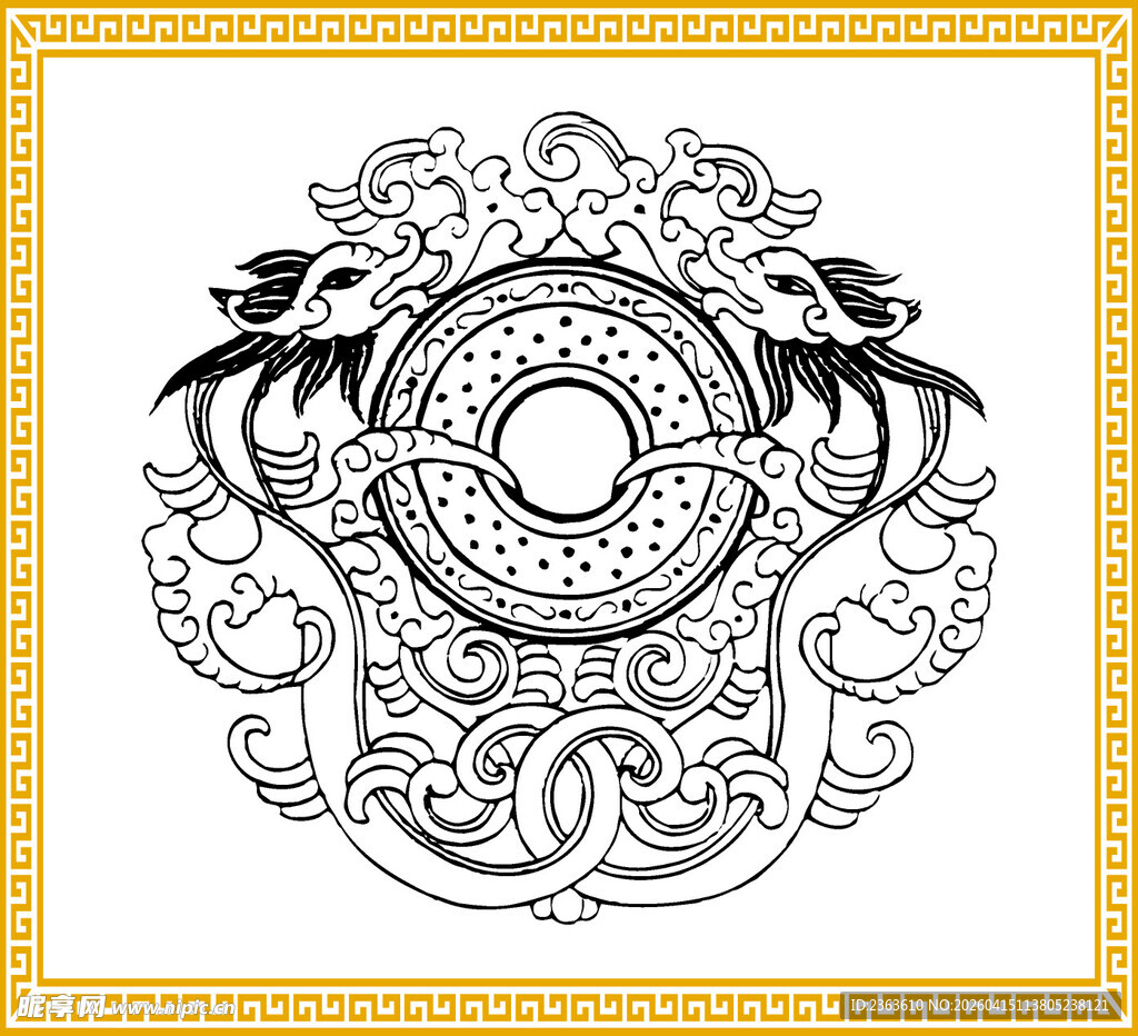 传统中式精美龙纹图案