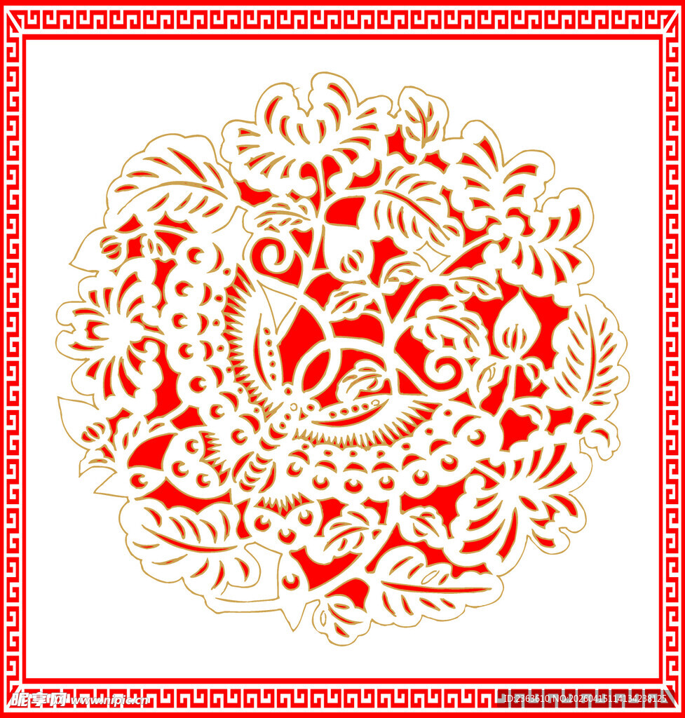 传统红色剪纸艺术图案