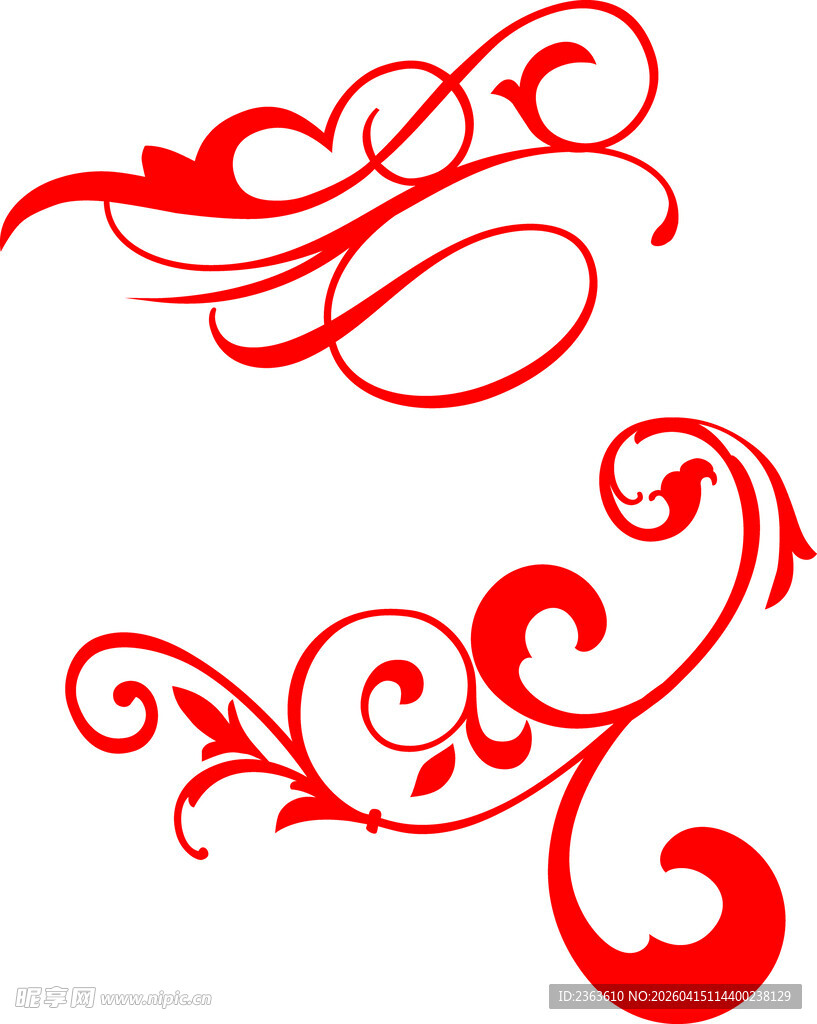 红色精美花纹装饰图案