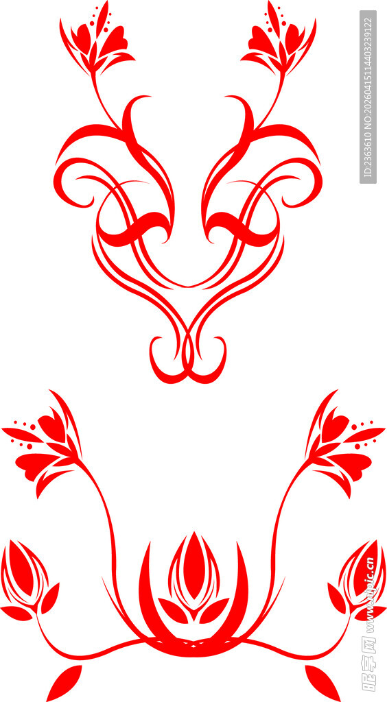红色中式花纹图案设计