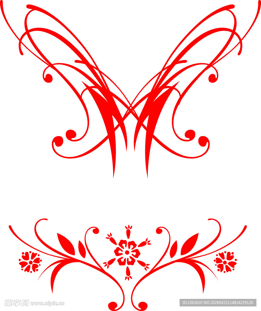 红色精美花纹装饰图案