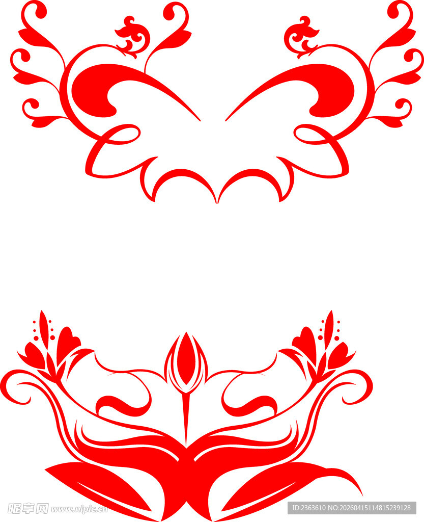 红色精美花纹图案设计