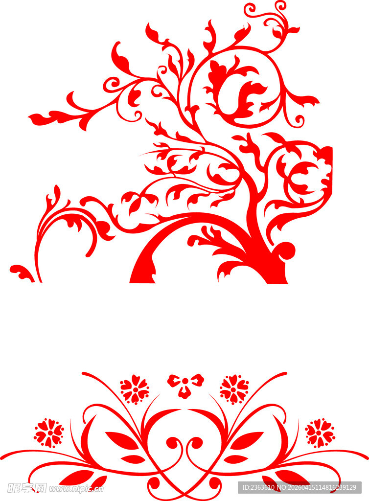 红色精美花纹装饰图案