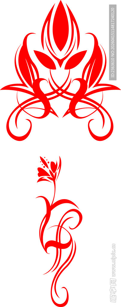 精美红色花纹图案设计