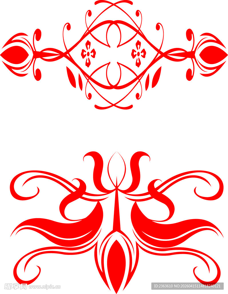 中式红色精美传统花纹图案
