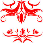 红色花卉装饰图案设计