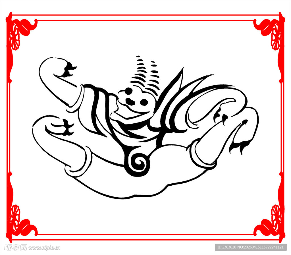 手绘吉祥象头神图案