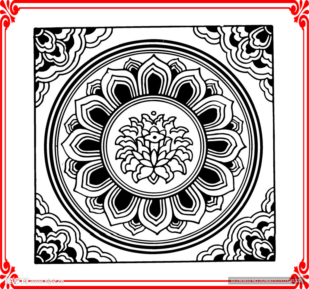 中式古典花卉纹饰图案