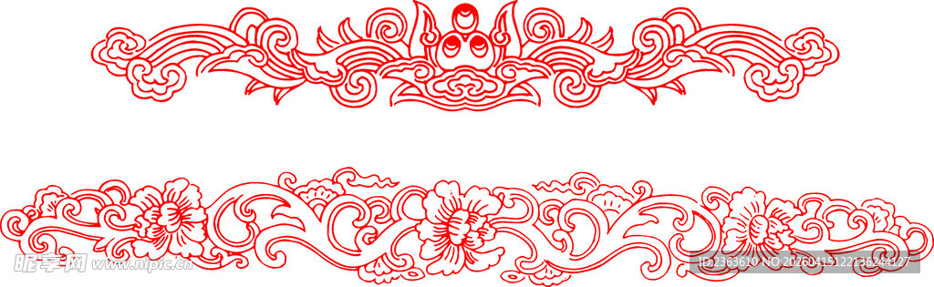 红色精美复古花纹装饰