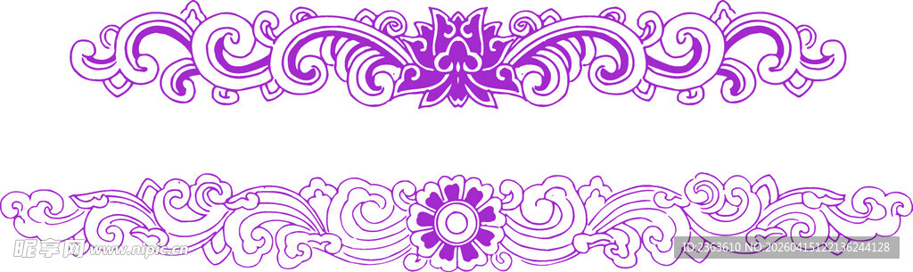 紫色精美花纹装饰图案