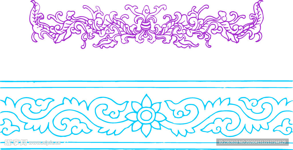 双色中式花纹装饰图案