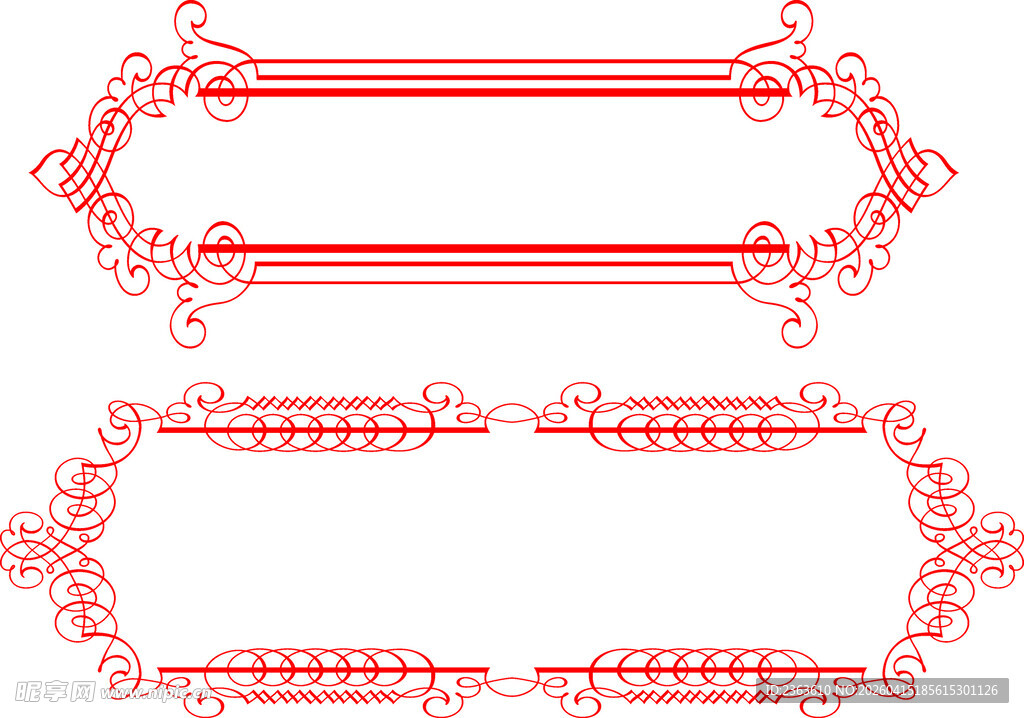 红色精美边框装饰图案