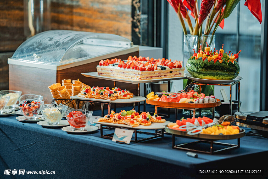 丰盛自助餐美食展示