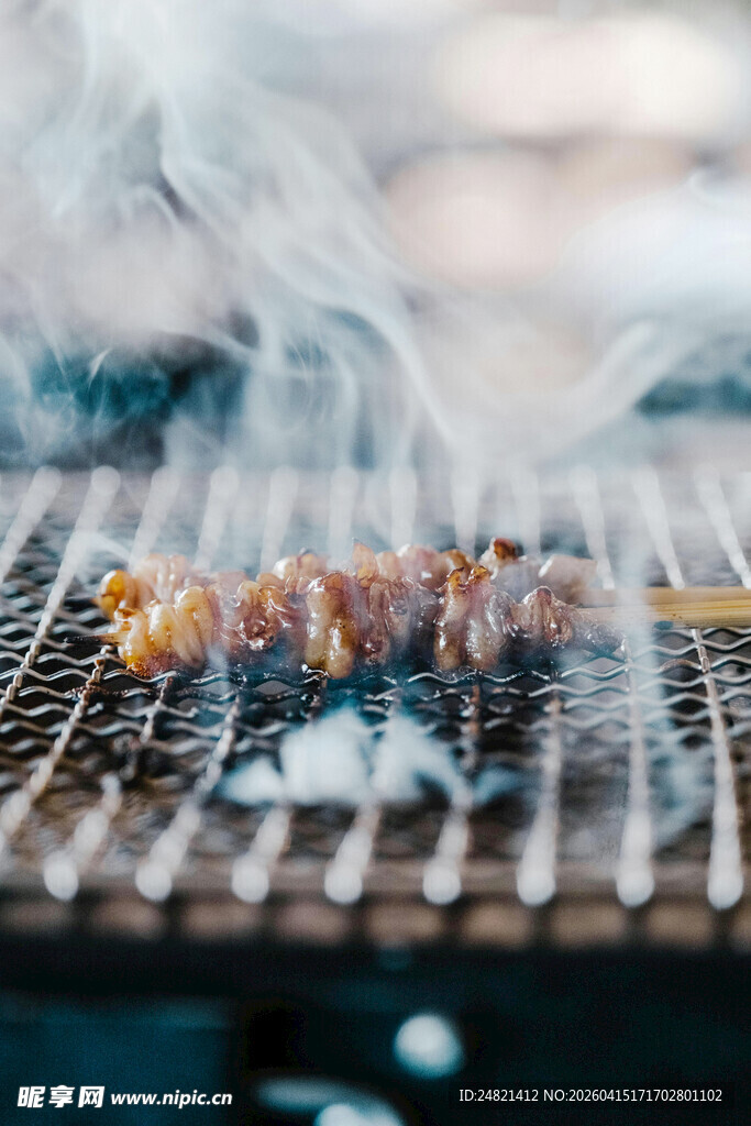 炭火上的美味烤肉串