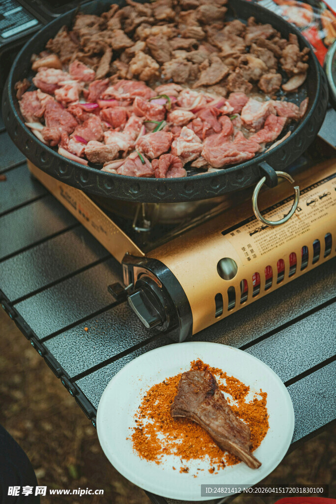 户外烤肉美味诱人