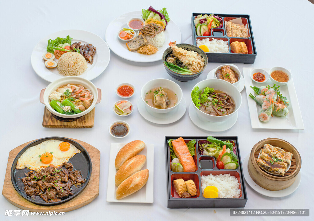 多样美味日式餐食集合