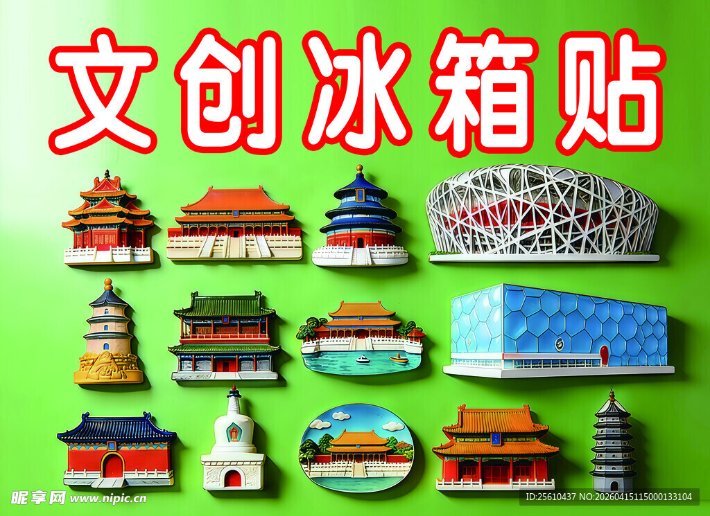 文创冰箱贴展示多样建筑