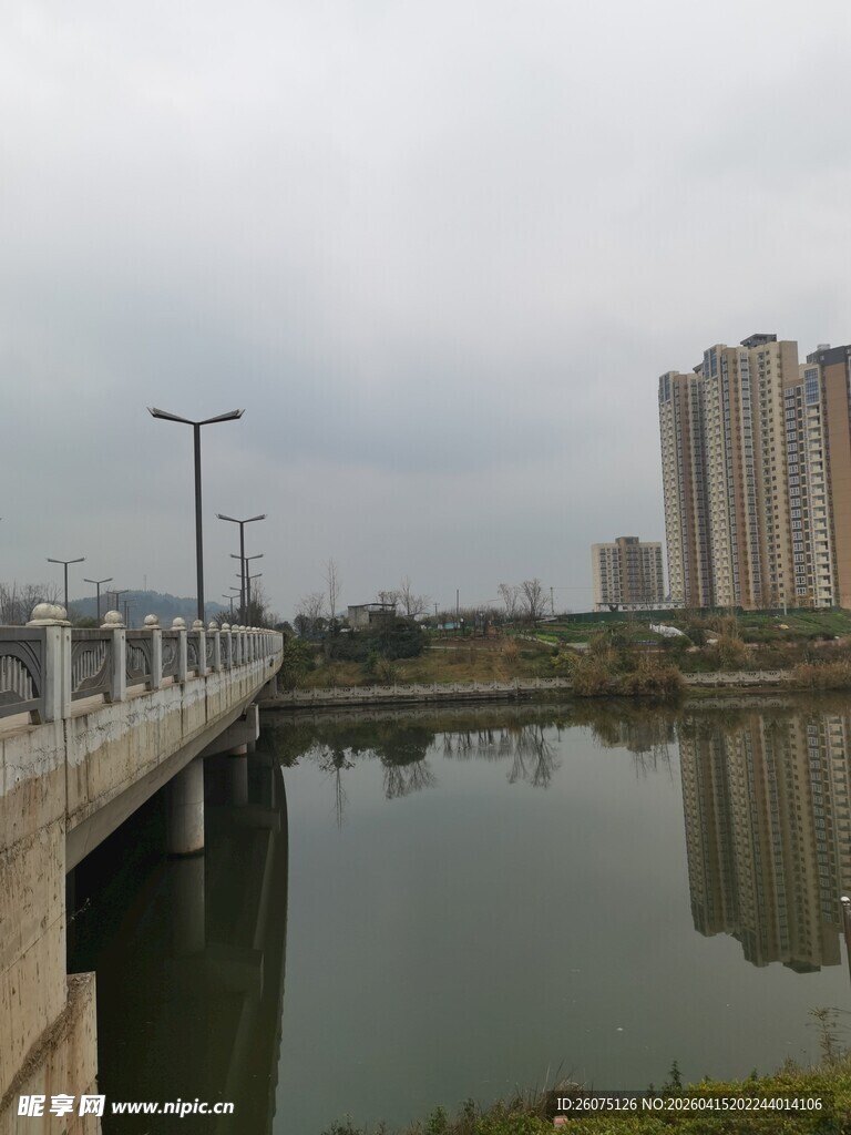 城市河畔桥梁风景