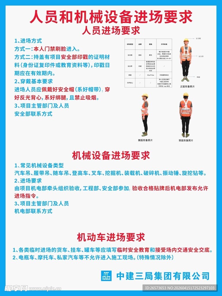 人员和机械进入要求