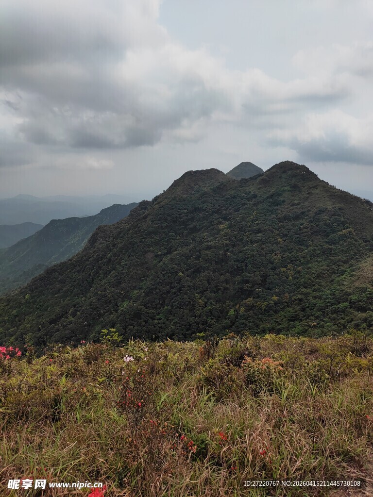 云雾缭绕的山峦美景