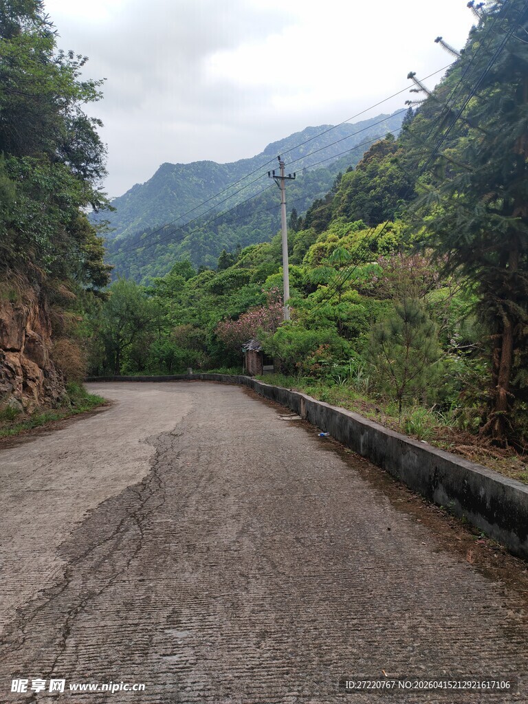 山间蜿蜒土路 绿意环绕