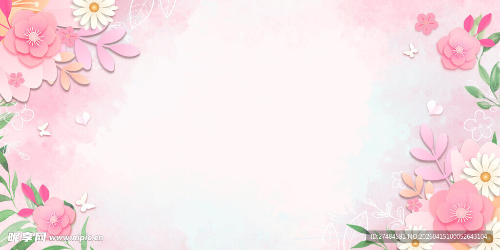 梦幻花卉边框背景图