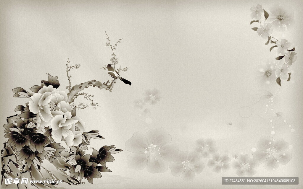 水墨花鸟图