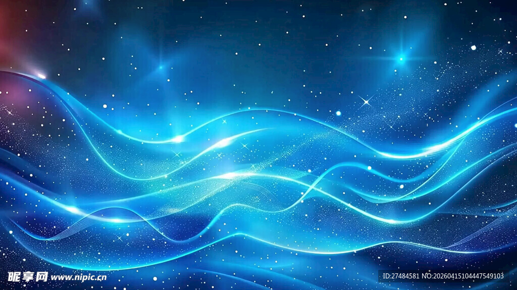 梦幻蓝色星空波浪背景