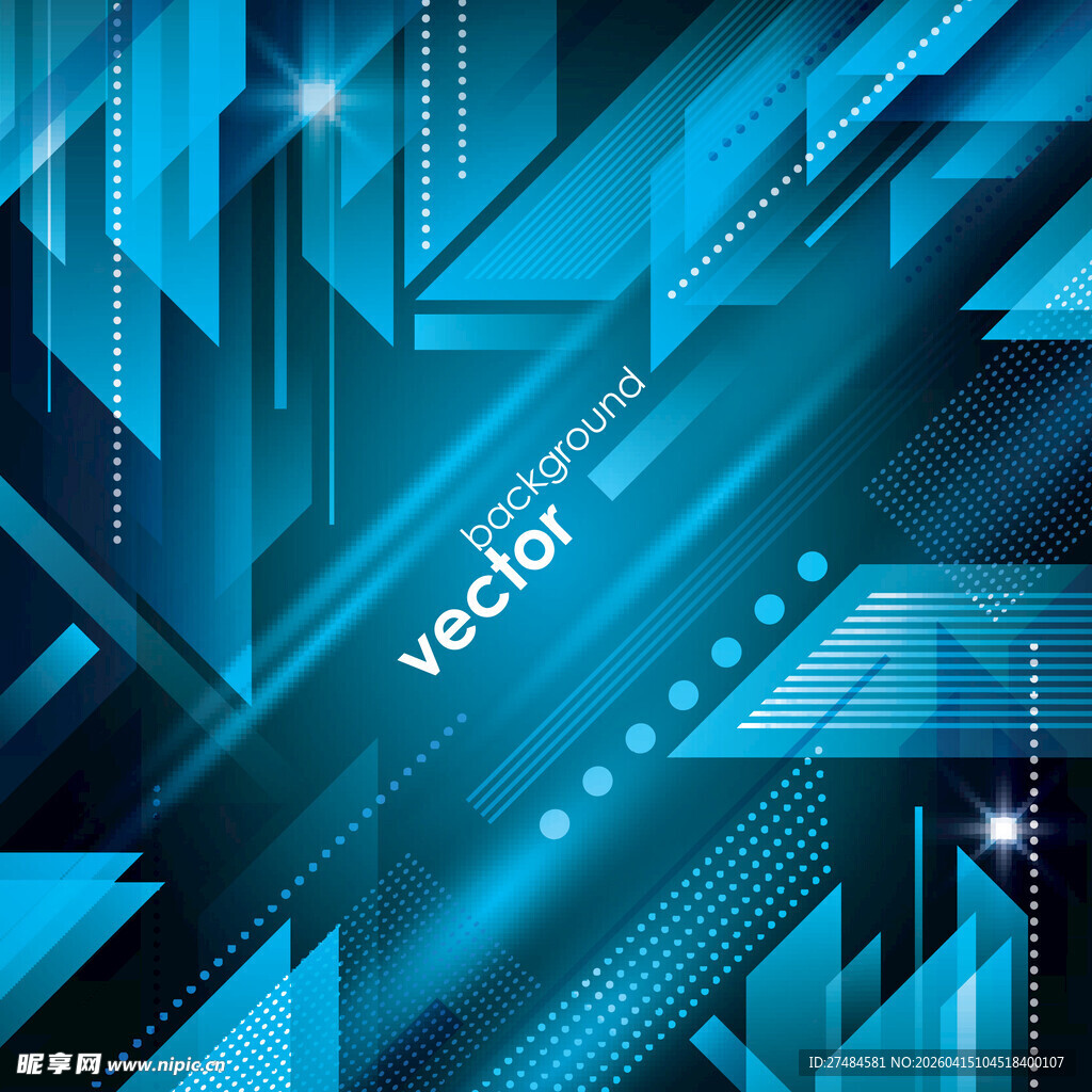 蓝色几何抽象矢量背景图
