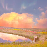 梦幻田野中的浪漫黄昏