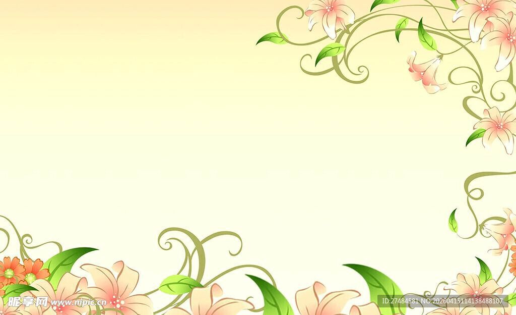 花卉藤蔓装饰边框背景图