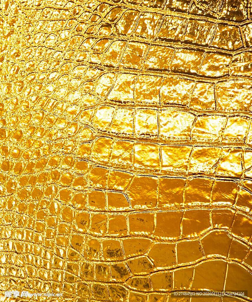 金色鳄鱼纹皮革纹理