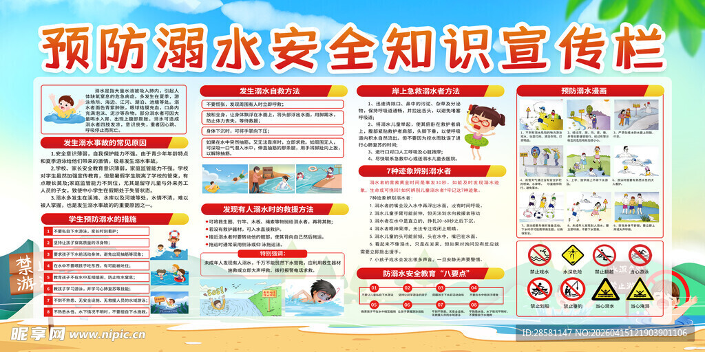 预防溺水安全知识宣传栏