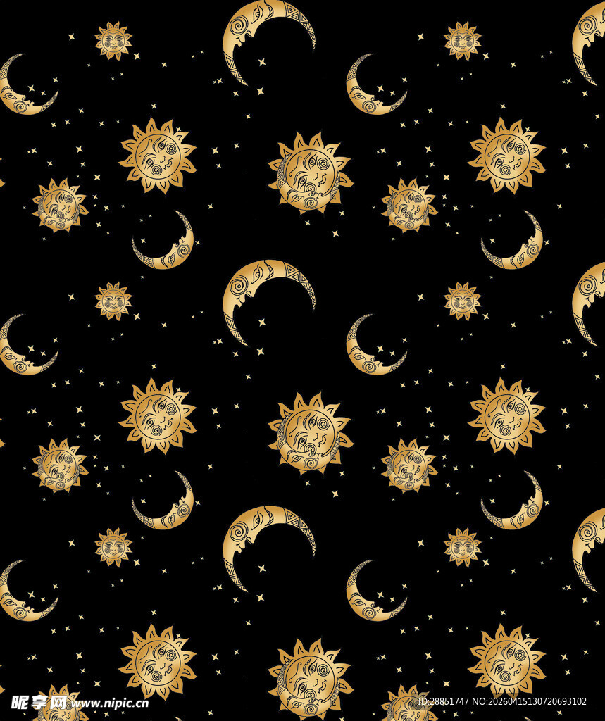 黑金星月梦幻图案背景