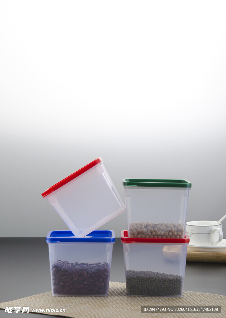 透明收纳盒 多彩密封盖