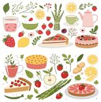 缤纷美食与新鲜蔬果插画