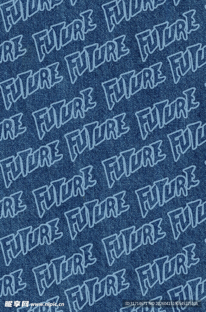 蓝色FENDI字母重复图案