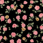 黑色底粉色花卉图案