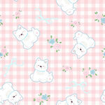 可爱猫咪狗花卉格子图案