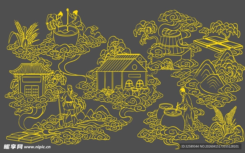 中式古典园林景观图