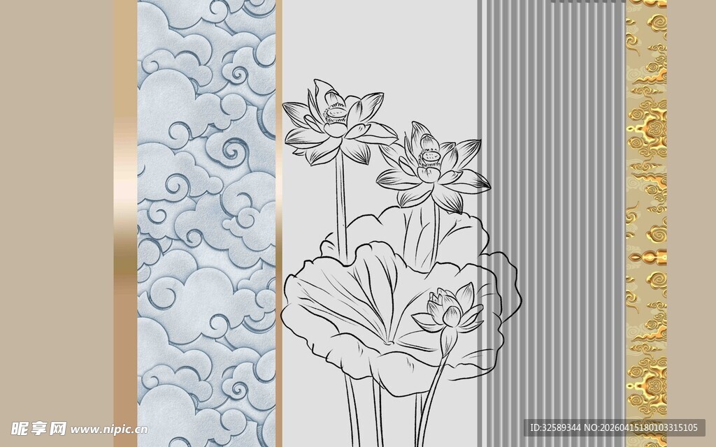 花卉线条装饰图案设计