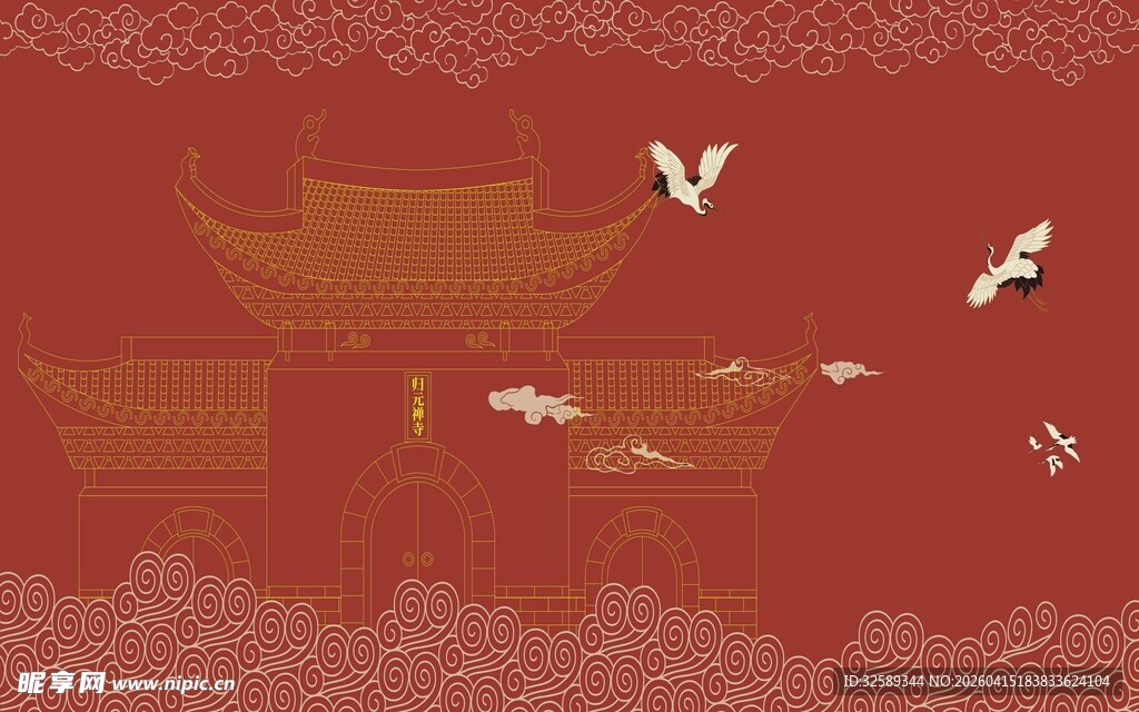 中式古典飞鸟风景图