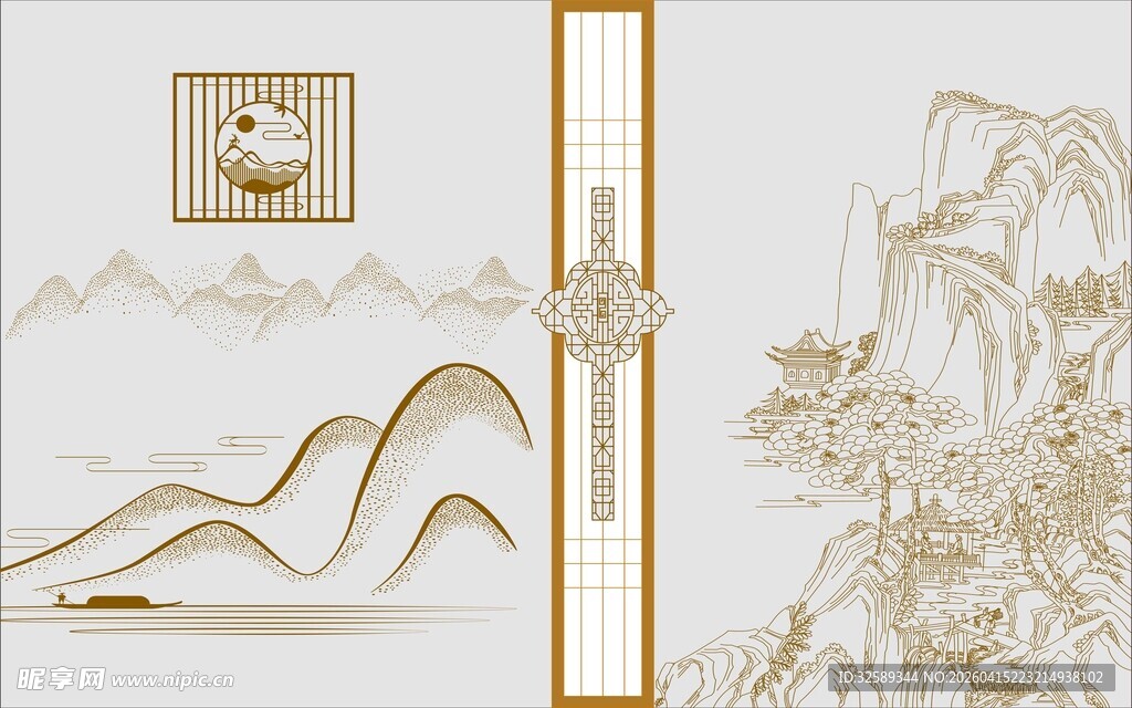 中式山水金属装饰艺术画