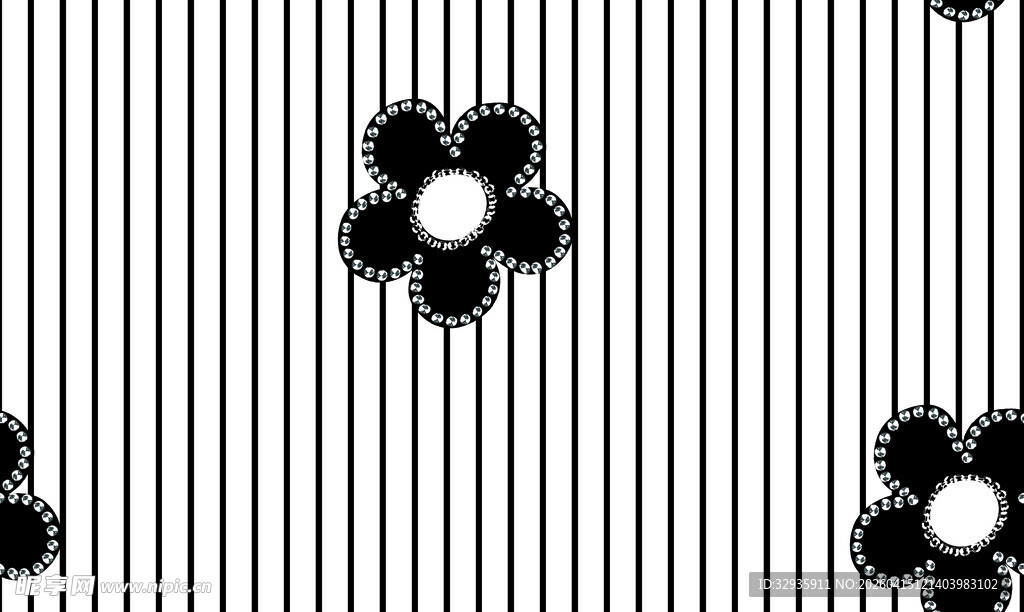 黑白条纹花朵图案设计