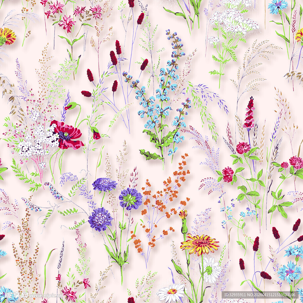 缤纷手绘花卉图案背景